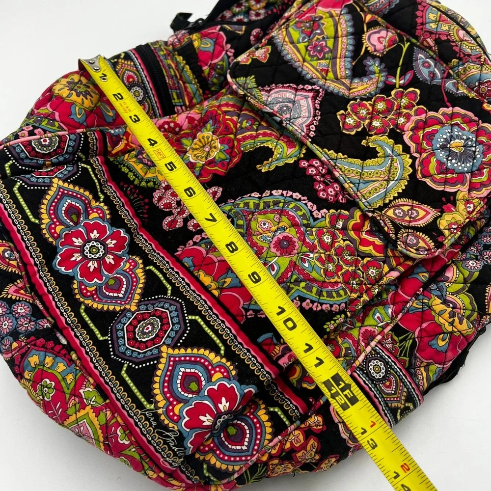 Vera Bradley Quilted Cotton Backpack Black Floral 15